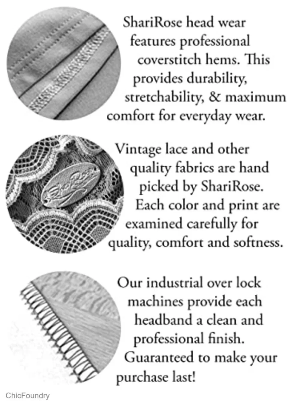 Vintage Lace Hairband Stretchy Handmade Wide Floral Scallop Edge Headband Hair